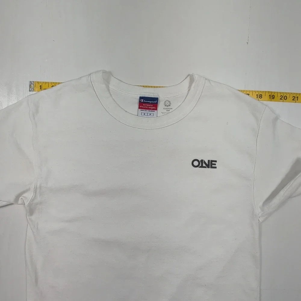 Champion White Graphic T-Shirt Small ONECON Earth World Graphic Faith Based Tee - Picture 4 of 12